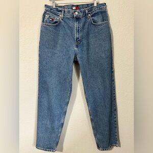 Tommy Hilfiger Men Vintage High Rise Baggy Blue Denim Jeans Size 34/32 5-Pockets